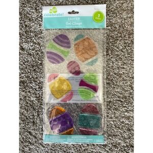 NEW Rainbow of EASTER Eggs CUTE Window Gel Clings Stickers Decorations 19 count